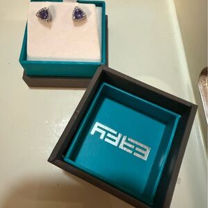 Effy Triangular 14k gold tanzanite and diamond Earrings